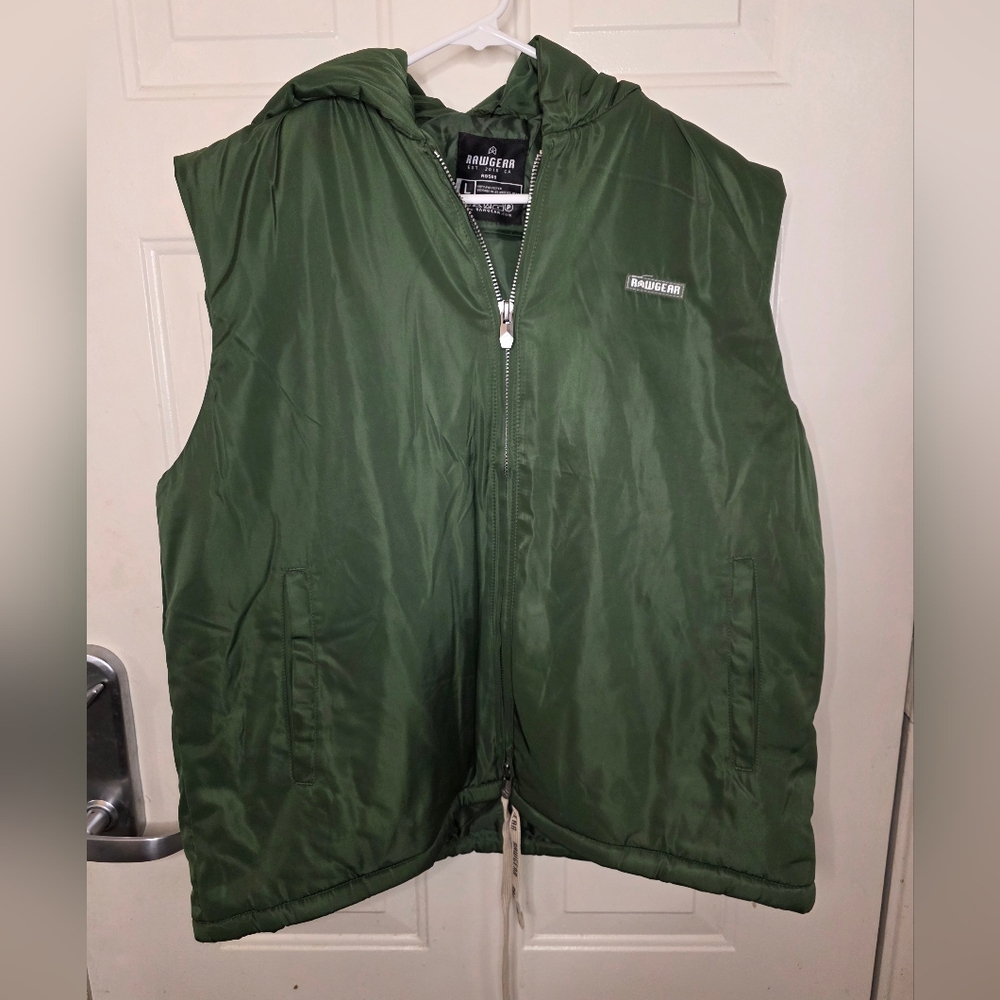 RAWGEAR Green Hooded‎ Vest NWT Size Large